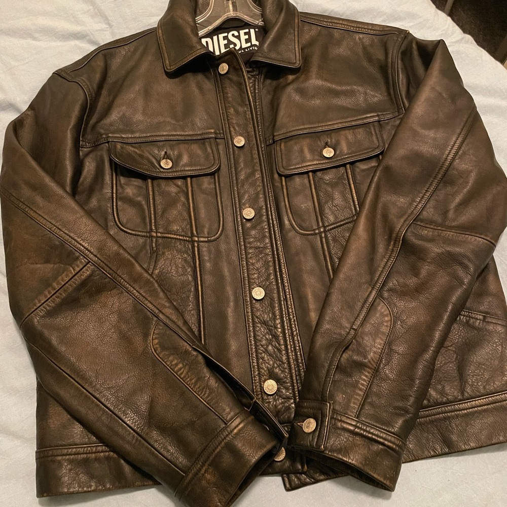 Diesel vintage leather jacket mens